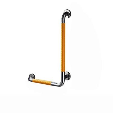 Imagem de GeRRiT Barras de apoio em forma de L de 48 x 68,5 cm para banheiras e chuveiros, barras de apoio verticais de aço inoxidável, suporte de parede, antiderrapante, para deficientes, corrimãos de banheiro