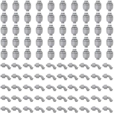 Imagem de Wocloer Conector de conduíte flexível de PVC de 3/10.2 cm, acessórios de conduíte listados pela UL, pacote com 100 (50 peças 180D/50 peças 90D)