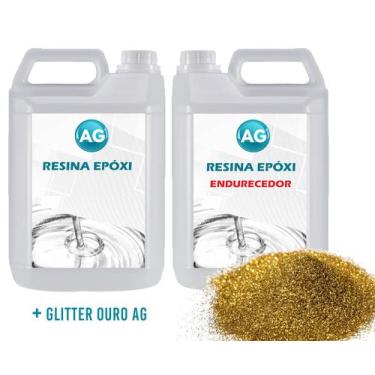 Imagem de Resina Epóxi 1KG + Glitter Ouro AG - Resinas ag