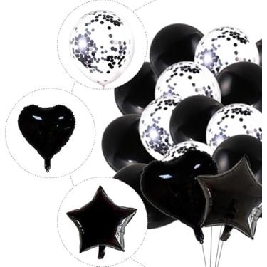 Imagem de Kit Buque Balão Metalizado 14 Peças Bexiga Festa Diversas Cores (Preto)