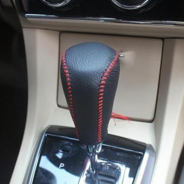 Imagem de Capa protetora de couro genuíno para Toyota Camry 2012-2014 2015, RAV4 2013-2016 2017 2018, Yaris 2015-2017, Corolla 2014-2018 acessórios (6. lichia com costura vermelha)