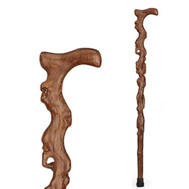 Imagem de LXPYMXDP Bengala para idosos, bengala de madeira, bengala de madeira maciça, bengala de caminhada lindamente esculpida para idosos, bengala de madeira antiderrapante para idosos