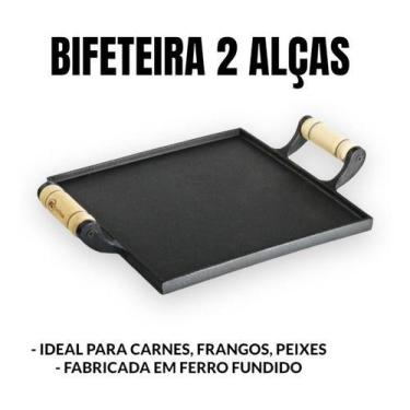Imagem de Chapa Bifeteira Ferro Fundido Lisa 24x24 Fogão Churrasqueira