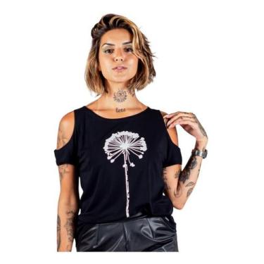 Imagem de Blusa Preto Ombro Vazado Dente de Leão - Deliriyou, GG, Preto