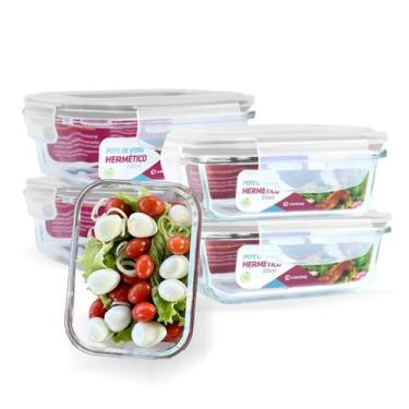 Imagem de Kit 4 Potes Vidro Hermético 370ml + 640ml Marmita Papinha - U4home, Br