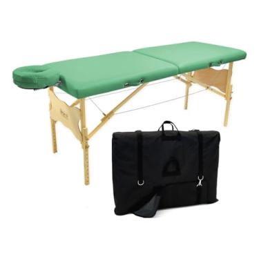 Imagem de Maca Profissional Portátil Antares Legno – Altura Regulável, com Bolsa de Transporte, Preta (Verde Claro)