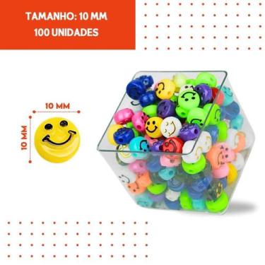 Imagem de Miçanga De Sorrisos Para Pulseira Varias Cores Com 100 Unidades Kaftor