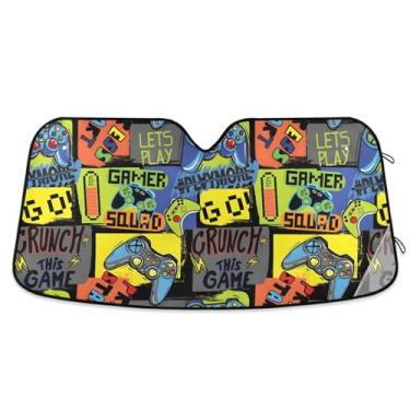 Imagem de Joysticks Bright Protetor solar de jogo legal para blocos de para-brisa de carro, raios UV, para-brisa, para-sol para caminhões, pequeno