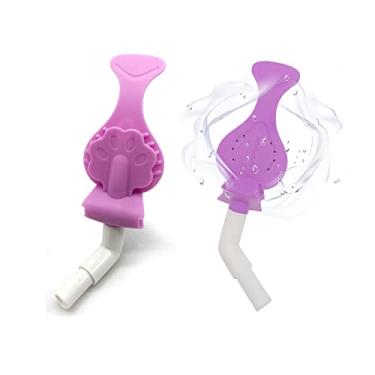 Imagem de Easyinsmile Protetor De Mordida Com Ventosa Dental, Suporte Bucal Silicone Tubo Sucção, Ejetor Saliva, Dental (2 Unidades/Caixa) (Roxo)