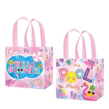 Imagem de Bolsa de presente havaiana para doces Hula Aloha Vibes Summer Party Luau Supplies Hawaiian Island Treat Gift Bags Hula Party Decoração Tropical Tema Floral Aniversário Pacote com 12