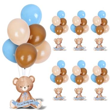 Imagem de Breffima 6 Conjuntos De Decorações Para Mesa Chá Bebê Com Urso Azul E Suporte Balões, Kit Tema Menino Menina, Revelação Do Sexo Bebê, Lembrancinhas Festa Aniversário, Acessórios Fotos (Urso Azul, Co