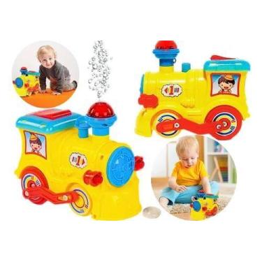Imagem de Trem Locomotiva Solta Fumaça Infantil Luzes Sons - Brinquedo Infantil