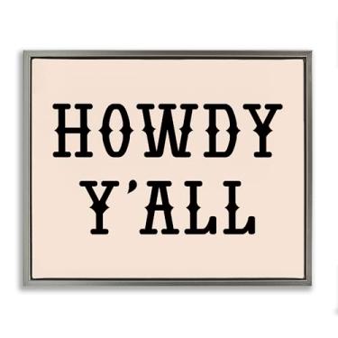 Imagem de Stupell Industries Southwestern Howdy Y'all Gray Framed Floater Canvas Wall Art Design por Daniela Santiago, 21 x 17