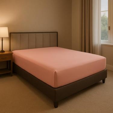 Imagem de Lençol Queen com Elástico 600 Fios Egípcio 100% Algodão – Toque Macio, Tecido Premium (Rosê)