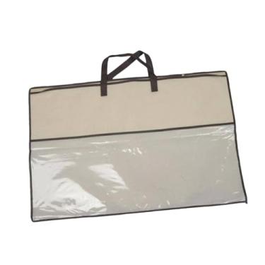 Imagem de YWJLQH Organizador de armários, organizador de roupas com alças reforçadas, bolsa para guardar cobertores, bolsa para guardar edredons, roupas de cama, Borda Marrom