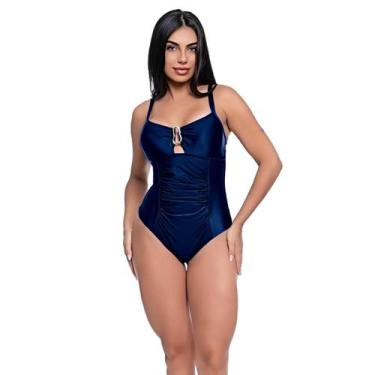 Imagem de Maiô Feminino Liso Com Metal Recorte Franzido Bojo e Forro - HYPE MODA