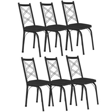 Imagem de Kit 6 Cadeiras Aço Carbono Tubular Metálica Acabamento Fosco D-28 Julia