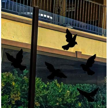 Imagem de Adesivo Pássaros Para Evitar Colisão Em Janelas Vidros sacadas varandas evita acidentes com aves passarinhos (10, PRETO)