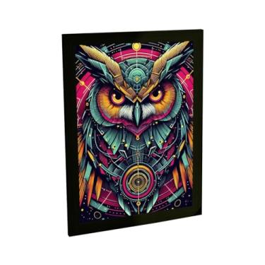 Imagem de Quadro Decorativo Coruja Ciborgue Ilustração Cyberpunk Decoração Poster Quarto Sala