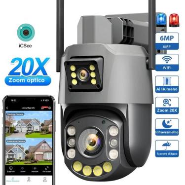Imagem de Câmera IP Wifi PTZ Externa BESDER 6MP Tela Dupla Zoom Óptico 20X Detec