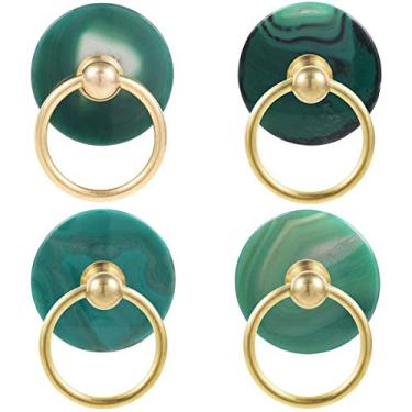 Imagem de Mocassim para armário Mookaitedecor 4 peças com puxador de puxador de argola com argolas de gaveta para armários decorativos, Green