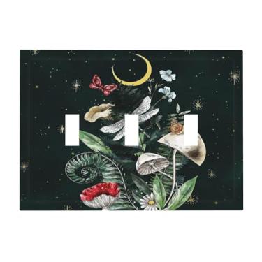 Imagem de Nature Mushrooms Plant Like Painted 3 Gang Toggle Light Switch Cover Triple Toggle Decorative Wall Plates Cover Electrical Switchplate Faceplate for Home Decor