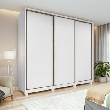 Imagem de Guarda-roupa Casal 100% Mdf 3 Portas 6 Gavetas Vitta 2,70 com Pés Branco