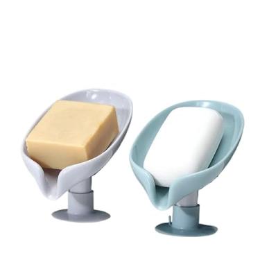 Imagem de Saboneteira com Ventosa Fixação Segura - Design em Folha Natural para Banheiro, Viagem e Bebê | Porta Sabonete com Dreno Automático e Base Antiderrapante(3 PEÇAS)