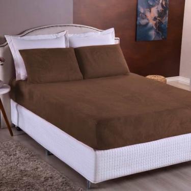 Imagem de Lençol De Plush 3 Peças Solteiro Casal Padrão Queen King COM ELÁSTICO A VOLTA TODA(Tabaco,Casal Padrão 3 Peças)