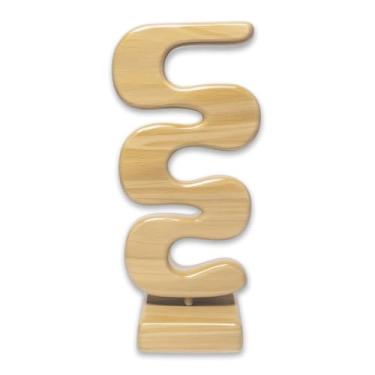 Imagem de Escultura Decorativa De Estante Forma Orgânica Ondulada Em Madeira Pinus Com Suporte Cor:Pinus Com Verniz Incolor;Tamanh