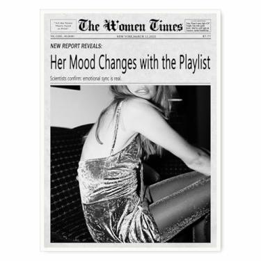 Imagem de Pôster de jornal retrô de Nova York, impressão de arte de parede feminina para dormitório banheiro ou apartamento bar carrinho tipografia vintage decoração de quarto para meninas - 28 x 35 cm pronto