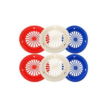 Imagem de Conjunto de 6 suportes patrióticos reutilizáveis de plástico para pratos de 23 cm, cores patrióticas vermelho, branco e azul, perfeito para 4 de julho, churrascos, festas e acampamento (6)