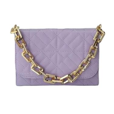 Imagem de Bolsa Feminina Luxo Alça Corrente de Mão e Transversal(Lilás)