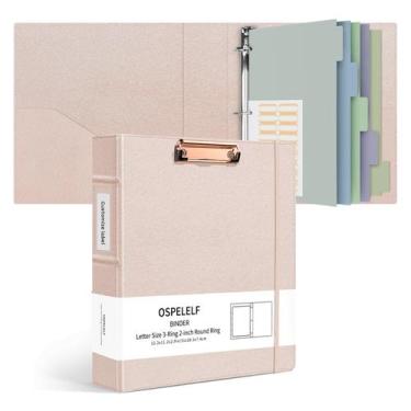 Imagem de Fichário Binder Ospelelf de 3 anéis com prancheta de couro de 5 cm