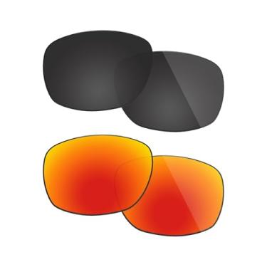 Imagem de Fiskr Lentes polarizadas de substituição para óculos de sol Oakley Ten X (OO9128) com revestimento antiarranhões, água salgada e antipoeira (preto e vermelho fogo)