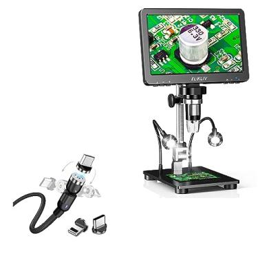 Imagem de BoxWave Cabo compatível com microscópio digital Elikliv EDM9 Pro (7 polegadas) - Cabo MagnetoSnap AllCharge, cabo de carregamento magnético USB tipo C Micro USB - Preto