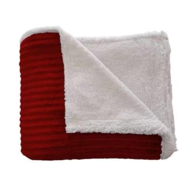 Imagem de Cobertor Manta Glamour Com Sherpa Lã De Carneiro Casal Dupla Face 1,80 x 2,20 Super Macia,cobertor casal grosso(Vermelho)