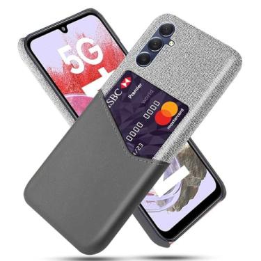 Imagem de Capa para Samsung Galaxy M34 5G,Tela e tampa de couro PU,Anti-deslizante,Resistência à impressão digital,Caso de proteção de 360°com 1 slot de cartão atrás-Gray