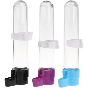 Imagem de 1 dispensador de água de periquito de plástico para pendurar alimentador automático para gaiola, recipiente de comida sem derramamento para pássaros pequenos e médios, brinquedos de papagaio, cinza