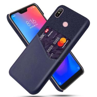 Imagem de Capa para Xiaomi Redmi 6 PRO,Tela e tampa de couro PU,Antideslizante,360°cobertura completa à prova de choque com 1 slot de cartão atrás,Prevenção de queda-Blue