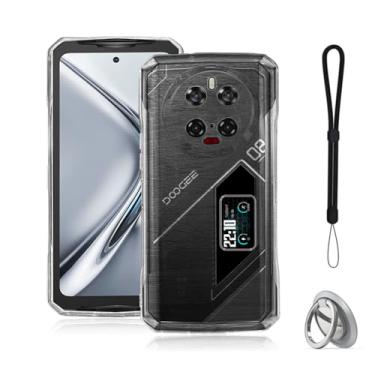 Imagem de NOUKAJU Capa para DOOGEE V40 Pro, capa de telefone, capa transparente, capa protetora de quatro cantos, capa protetora de TPU, função de suporte, suporte ajustável, capa protetora para DOOGEE V40 Pro