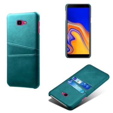 Imagem de Capas Compatível com Samsung Galaxy J4 PLUS,Caso de couro PU-Tampa de telefone a prova de choque com 2 slots de cartão,Proteção anti-impressão digital e anti-gota-Green