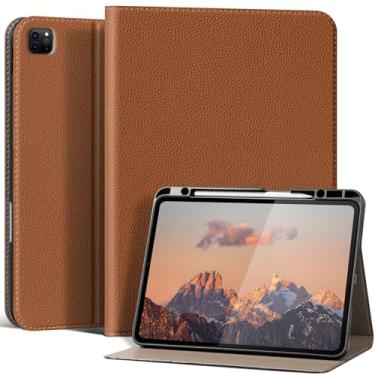 Imagem de XFYKJIN Capa para iPad Pro 12,9 6ª/5ª/4ª/3ª geração 2022/2021/2020/2018, capa fólio de couro premium com suporte para Apple Pencil integrado - despertar/hibernar automático e vários ângulos de