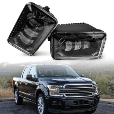 Imagem de YLT AUTO Faróis de neblina de LED compatíveis com Ford F150 2017-2018 Ford F250 Super Duty 2015-2019 Lente transparente retangular com lâmpadas LED e fiação (esquerda e direita)