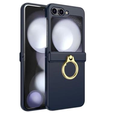 Imagem de LTLMYDAM Capa magnética para Samsung Galaxy Z Flip 7, capa estilosa com anel de dedo, protetor de tela, tudo incluído, dobradiça ultrafina, capa antiqueda, azul, flip 7