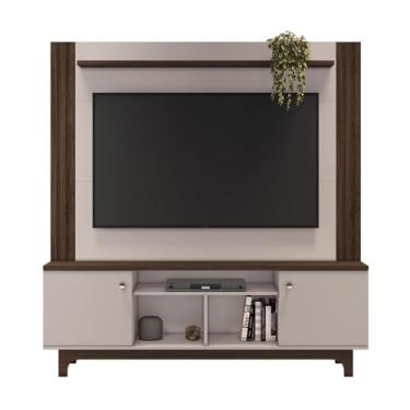 Imagem de Estante Home Mdp e Mdf Ripado para Tv até 65 polegadas Café e Off