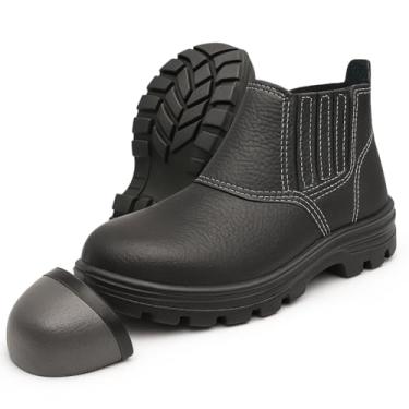 Imagem de Botina de Segurança Com Bico de Aço Bota de Couro Relax Com Elástico Para Trabalho Tam.33-46 (BR, Adulto, Numérico, 40)