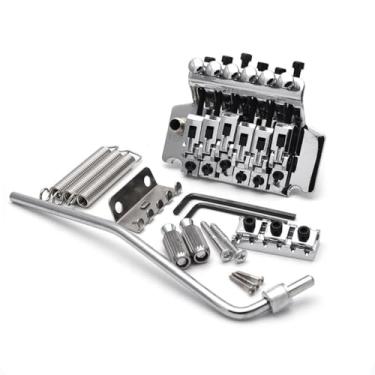 Imagem de ROZILO Ponte Tremolo para guitarra elétrica cromada com trava dupla de barra para tipo Floyd Rose