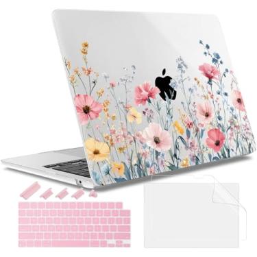 Imagem de May Chen Capa para MacBook Air de 13,6 polegadas versão 2025/2024/2023/2022 (modelo A2681 A3113 A3240, chip M2 M3 M4) – Capa rígida para laptop com capa de teclado e protetor de tela, flores