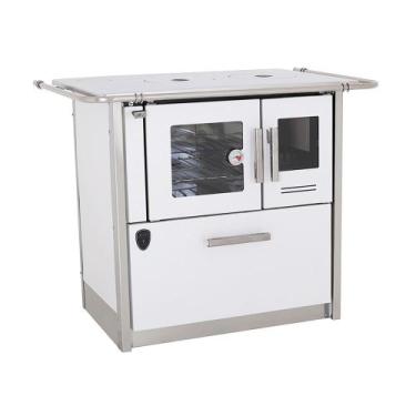 Imagem de Fogão a lenha eclipse esquerdo branco chapa aluminio n2 - Fornos Pinha